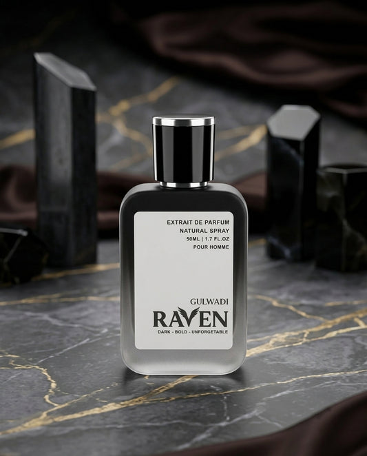 Raven Perfume Inspired by Ombre Leather | Leather & Amber Fragrance | Gulwadi Fragrances