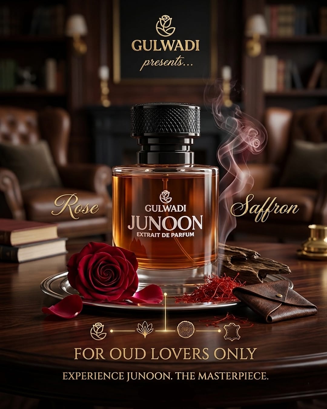 Junoon Perfume – Exotic Fruity Rose & Oud Fragrance with Leather, Amber & Vanilla (Long Lasting)