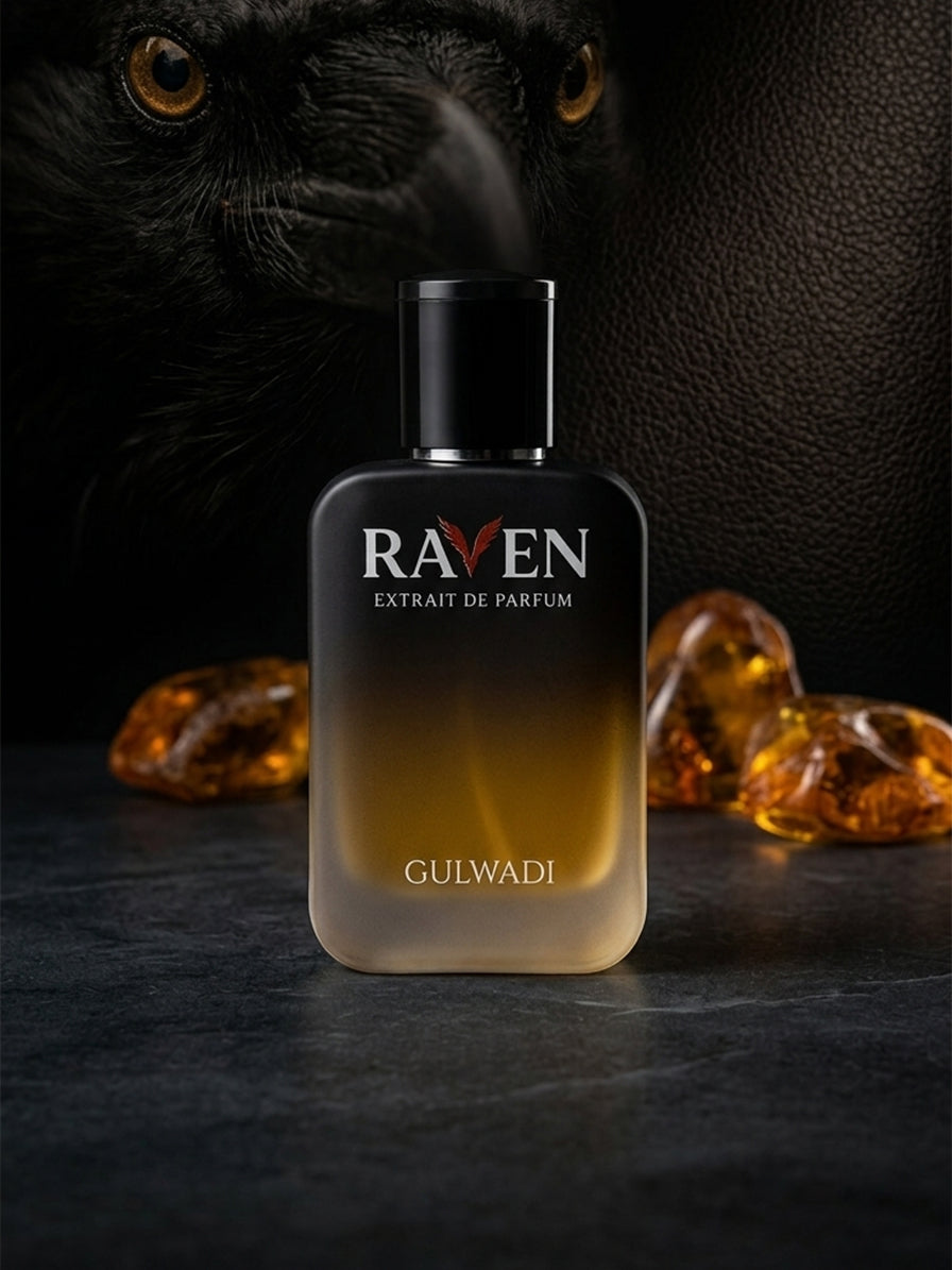 Raven Perfume Inspired by Ombre Leather | Leather & Amber Fragrance | Gulwadi Fragrances