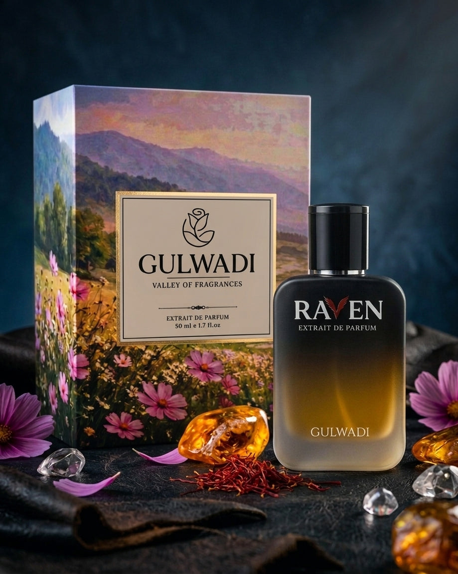 Raven Perfume Inspired by Ombre Leather | Leather & Amber Fragrance | Gulwadi Fragrances