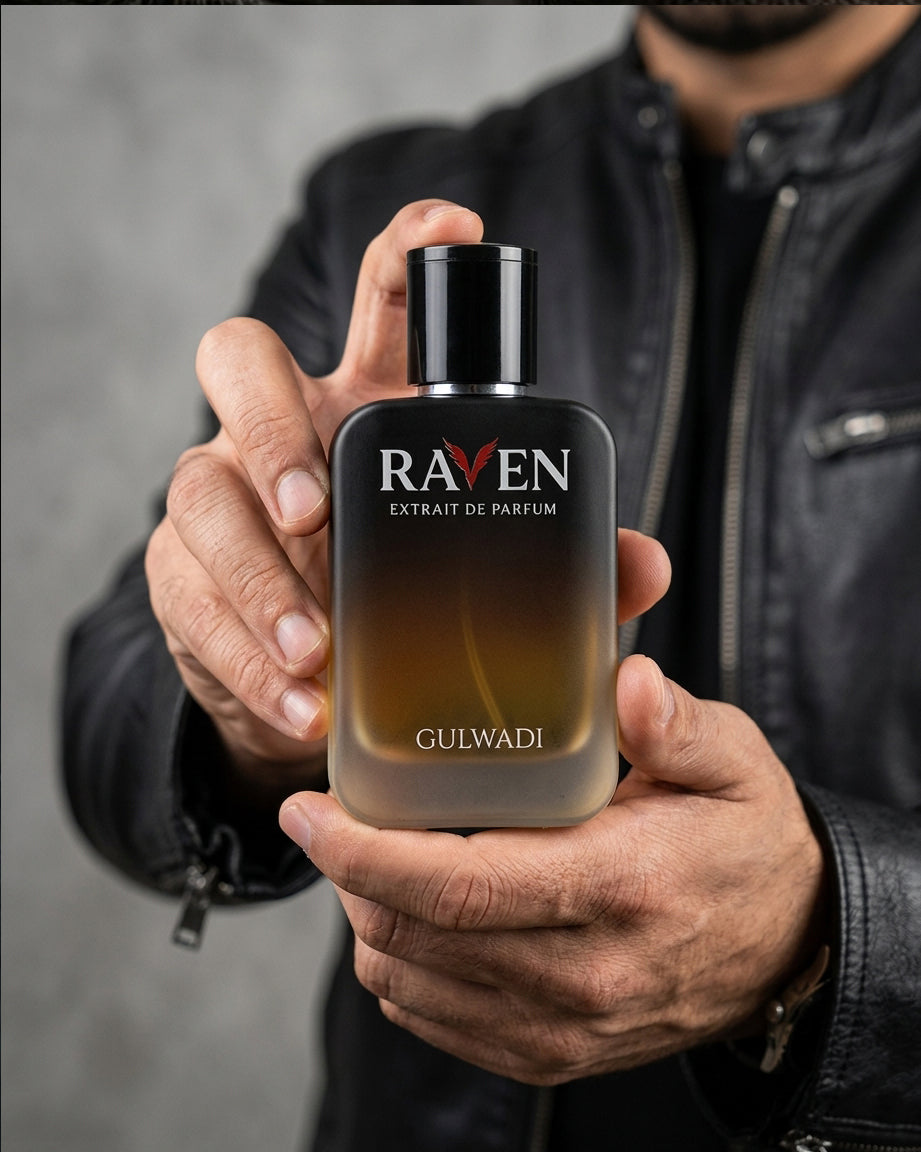 Raven Perfume Inspired by Ombre Leather | Leather & Amber Fragrance | Gulwadi Fragrances