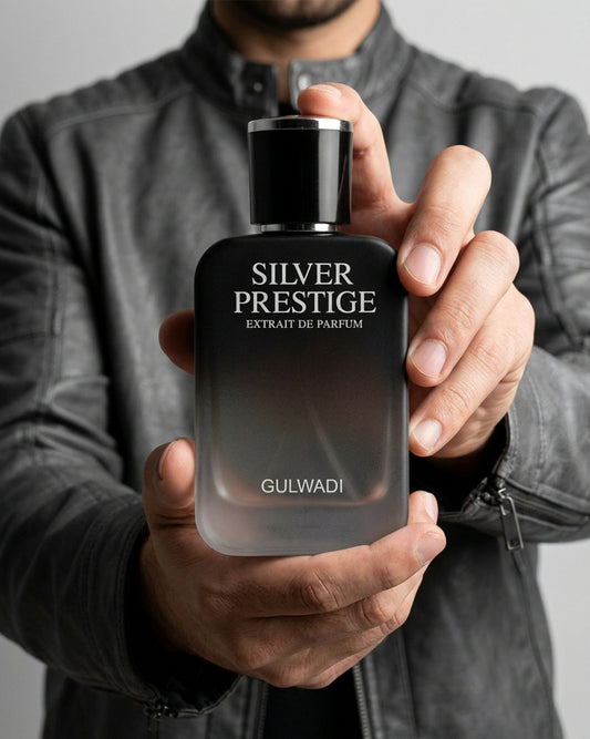 Silver Prestige Perfume – Oud, Vanilla & Smoky Woods Fragrance