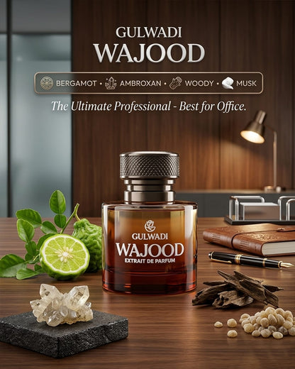 Wajood Perfume – Modern Amber Woody Fragrance with Musk, Patchouli & Ambroxan (Long Lasting)